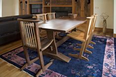 Book Matched Walnut Trestle Dining Table 4 small