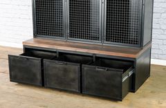 Vintage Industrial Mud Room Locker. Modern Lockers.. Retail Fixture. Bench. File Drawers. Retail 2 small