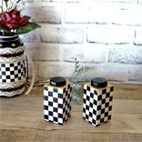Whimsical Checked Salt And Pepper Shakers Black And White Checkered Dining Decor 5 small