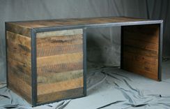 Reclaimed Wood Desk With File Cabinet Drawers. Rustic, Industrial. Office Furniture. Filing. 7 small
