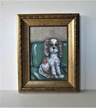Original Gold Framed King Charles Cavalier Spaniel Dog Painting, 7 1/4" X 9 1/2" 3 small
