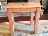 Custom Inlay End Table- Oak With Walnut Deer Antler Inlay And Accents 2 small