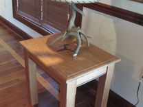 Custom Inlay End Table- Oak With Walnut Deer Antler Inlay And Accents 5 small