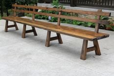 Live Edge Barnwood Bench With Back Rest - 15' Long 1 small