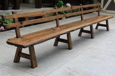 Live Edge Barnwood Bench With Back Rest - 15' Long 2 small