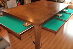 Game Table W Removable Top / Cup Holders & Pull-Out Trays 1 small