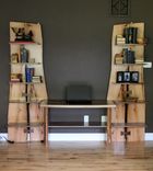 Rustic Live Edge Oak Slab Bookcase / Built In Desk 1 small