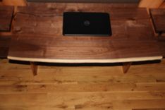 Rustic Live Edge Oak Slab Bookcase / Built In Desk 3 small