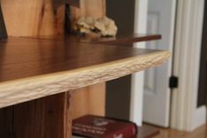 Rustic Live Edge Oak Slab Bookcase / Built In Desk 5 small