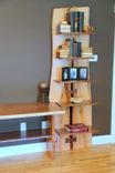 Rustic Live Edge Oak Slab Bookcase / Built In Desk 7 small