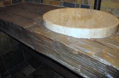 Rustic Bathroom Vanity Countertop - Reclaimed Barnwood 2 small
