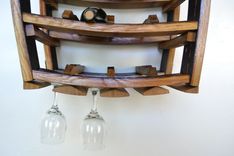 Hanging Wine And Glass Rack - Loire - Made From Retired California Wine Barrels 4 small
