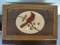 Intarsia Cardinal Keepsake/Jewelry Box 4 small