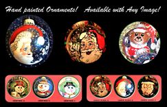 Hand Painted, Christmas Ornaments 3 small