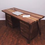 Walnut Desk With 6 Drawers 2 small