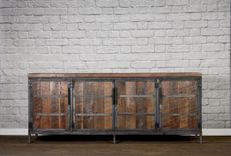 Farmhouse Style Credenza, Reclaimed Wood Media Console, Rustic Buffet, Industrial Media Console 2 small