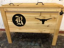 Large Rustic Wood Cooler, 90 Qt Capacity 3 small