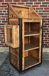 Rustic Industrial Barn Board Hostess / Host / Wait Staff Station / Stand / Reception Desk In Honey 6 small