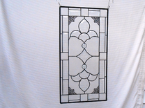 Traditional Stained Glass Window Panel W/ Beveled Stained Glass, Unique Valance / Transom 5 small