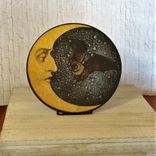 Bat And Moon Handmade Glass Art With Display Stand Optional Wall Hanger Man In The Moon 6 small