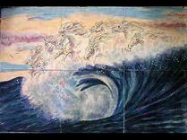 Sunset Stampede Ceramic Wall Mural W/Bath Renovationn 1 small