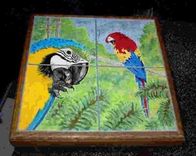 Wild Birds On Hand Painted Ceramic Tile 6 small