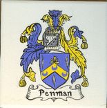 Hand Painted Ceramic Tile:  Penman Coat Of Arms 1 small