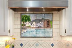 Kitchen Mural In Hand Painted Ceramic Tile: Scottish Castle 1 small