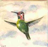 Hand Painted Ceramic Tiles:  Hummingbirds Of California 2 small