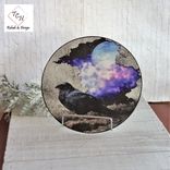 Raven Art Glass Mural Wall Decor Or Tabletop Display Edgar Allan Poe Art 2 small