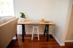 Live Edge Desk, Oak Computer Desk, Slab Desk, Handmade Office Desk, Solid Wood Desk With Metal Legs 2 small