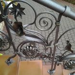 Forged Custom Metal Outdoor Railing Flower Pattern With Two Lamps. 3 small