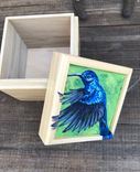 Handpainted Vivid Blue Hummingbird Small Box 3 small