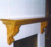 Carved Oak Leaf Fireplace Mantle 1 small