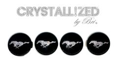 Ford Mustang Crystallized Car Wheel Center Caps Bling Genuine European Crystals Bedazzled 2 small