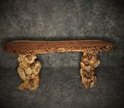 Curly Redwood Table With Blue Pine Burl Bases 1 small