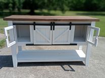 Farmhouse Buttet With Shiplap Sliding Doors White And Brown Glass Doors Custom Sizes Made To Order 2 small