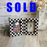 Hand Painted Checks Picture Frame Clock Whimsical Check Decor Buffalo Check 1 small