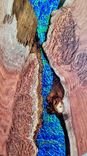 24" Eucalyptus Burl + Black Sea Dichroic Inlay In Clear Resin Table Centerpiece/Wall Art 2 small