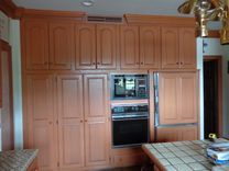 Appliance Wall & Live Edge Walnut Island Top. 3 small