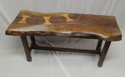 Smooth Shellac Finished Live Edge Walnut Bench 2 small