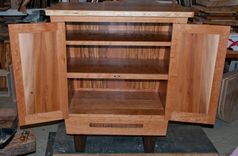 Live Edge Curly Cherry, Walnut And American Lacewood Cabinet. 4 small