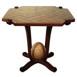Beveled Parquet Table With Sculpted Egg 1 small