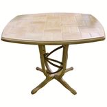 Wood Tiled Table With Metal Sculpture Base 1 small