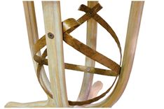 Wood Tiled Table With Metal Sculpture Base 2 small