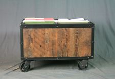 Reclaimed Wood File Cart. Rolling. Vintage Rustic & Modern Office Furniture. Customizable. 3 small