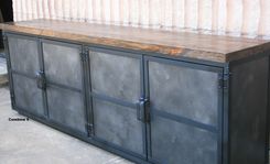 Industrial Credenza, Media Console, Reclaimed Wood Buffet.  Handmade. Tv Stand. 4 small