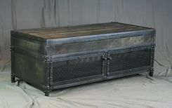 Vintage Industrial Lift Top Coffee Table. Reclaimed Wood & Steel. Metal Patina. Barnwood. 6 small