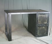 Vintage Industrial Desk With File Cabinet. Reclaimed Wood & Steel Drawers. Filing. 2 small