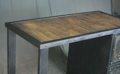 Vintage Industrial Desk With File Cabinet. Reclaimed Wood & Steel Drawers. Filing. 4 small